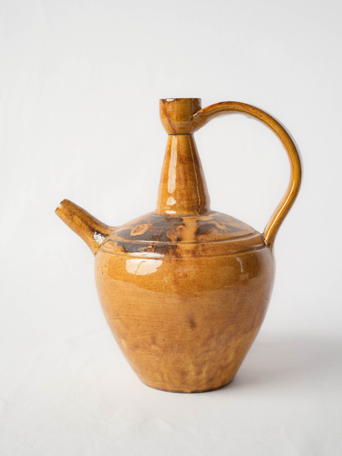 Sculptural 1950s Vallauris Earthenware Ewer with Honey-Amber Glaze - 10¾"
