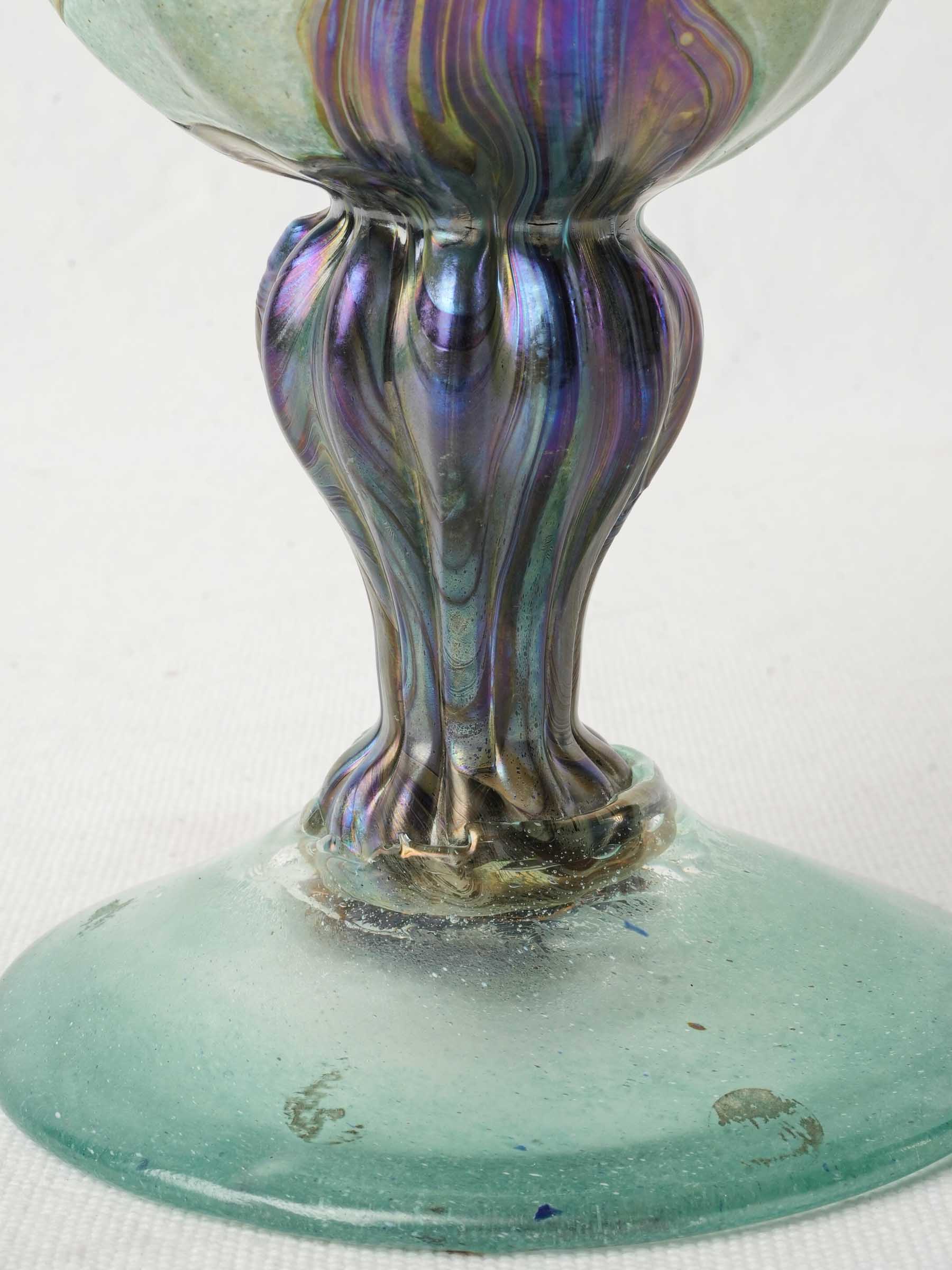 Striking Signed Pedestal Vase by Master Glassmaker Novaro - 10¼"