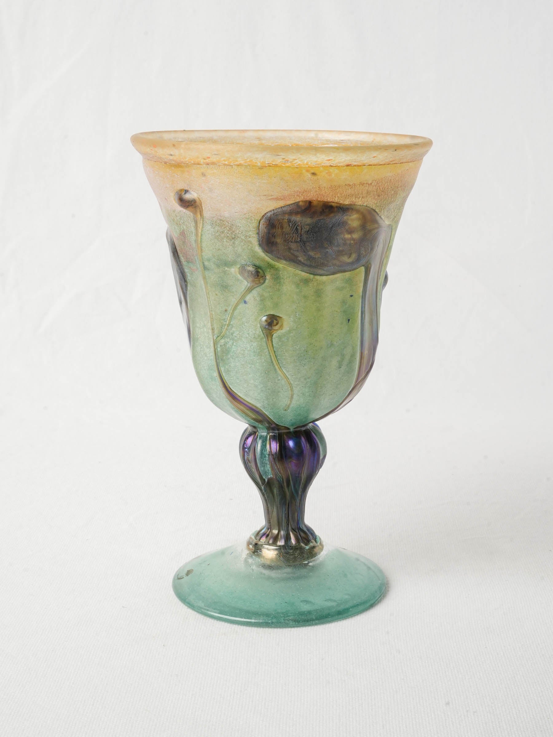 Striking Signed Pedestal Vase by Master Glassmaker Novaro - 10¼"