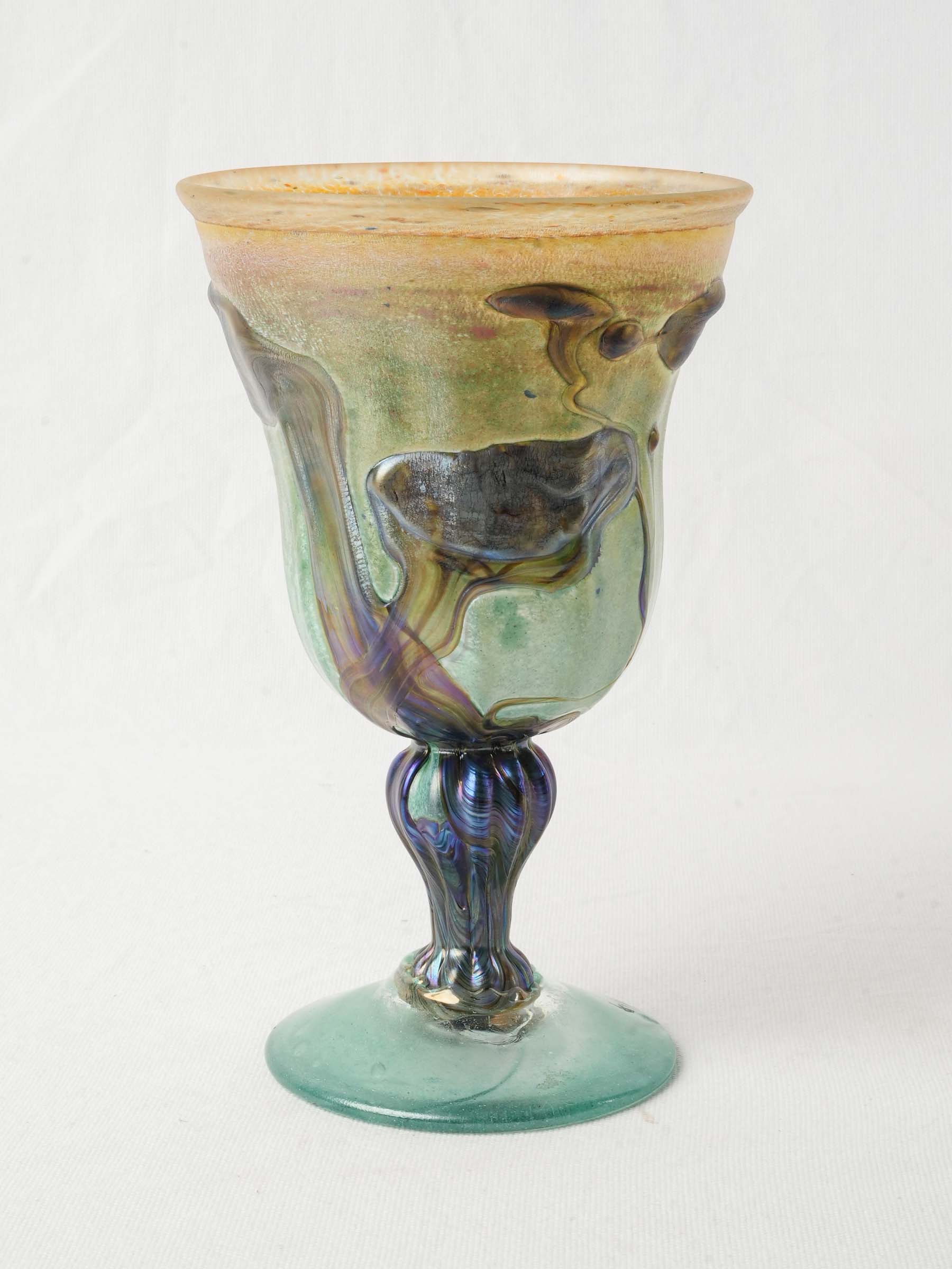 Striking Signed Pedestal Vase by Master Glassmaker Novaro - 10¼"