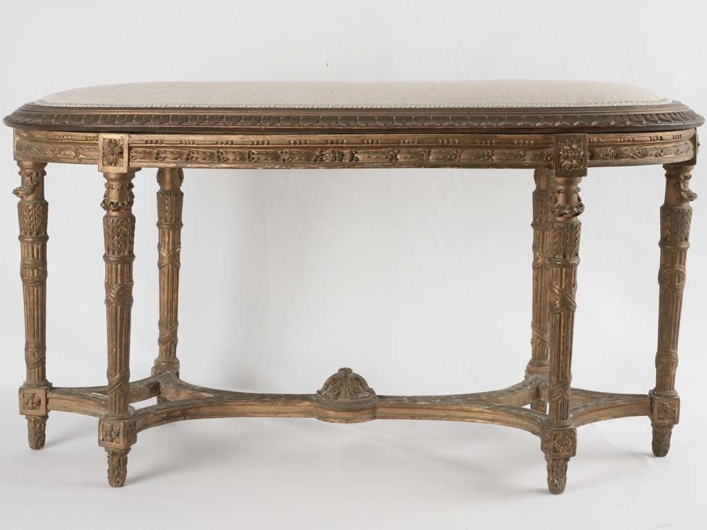 Oval Louis XVI bench w/ linen upholstery 38¼" x 16½"