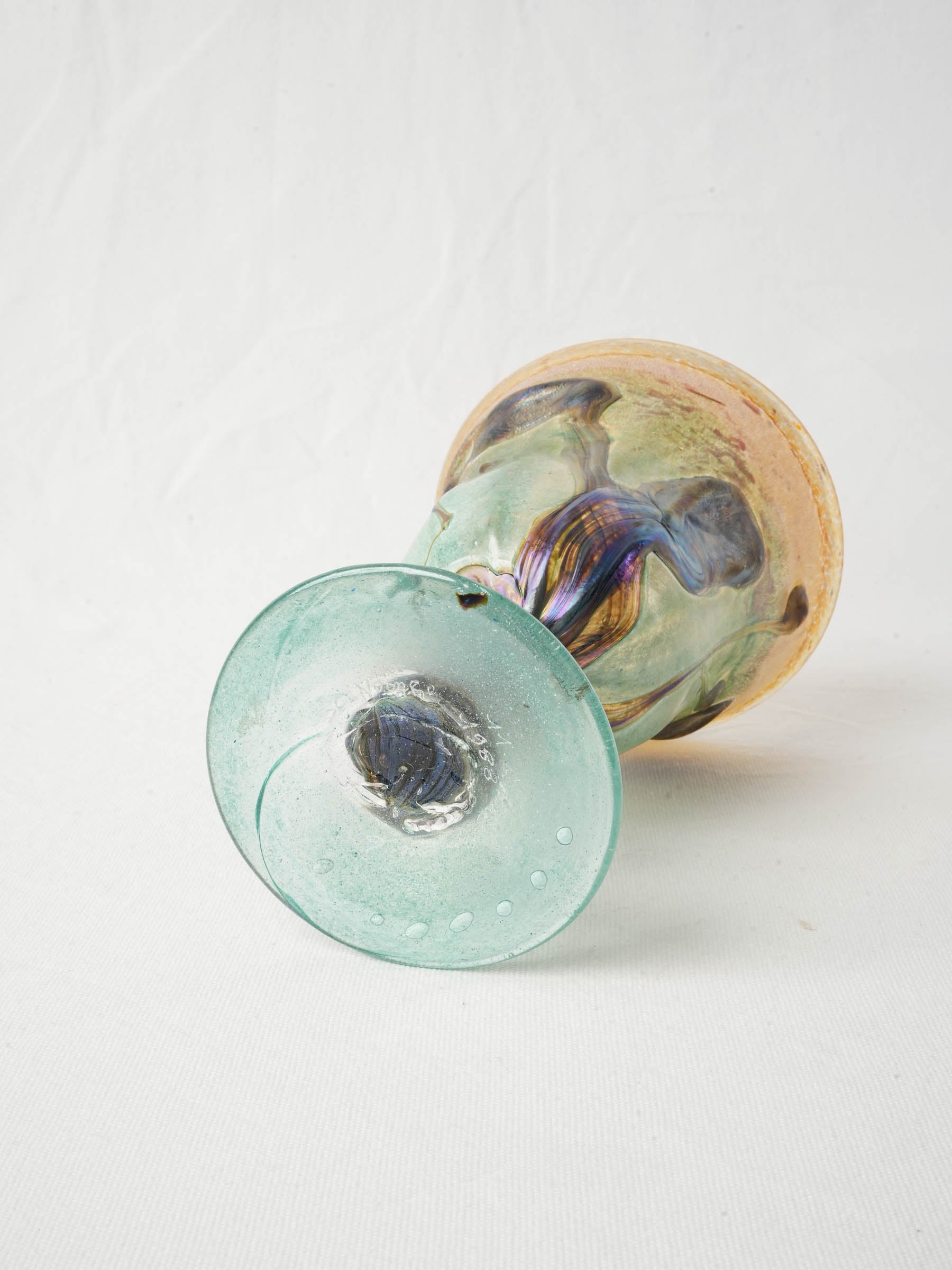 Striking Signed Pedestal Vase by Master Glassmaker Novaro - 10¼"