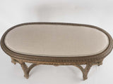 Oval Louis XVI bench w/ linen upholstery 38¼" x 16½"