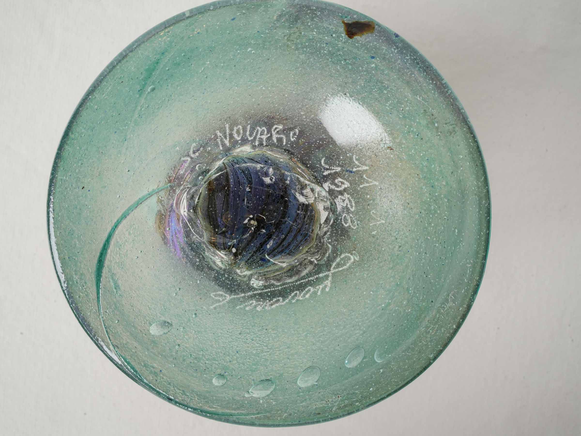 Striking Signed Pedestal Vase by Master Glassmaker Novaro - 10¼"