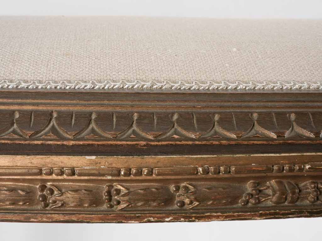 Oval Louis XVI bench w/ linen upholstery 38¼" x 16½"