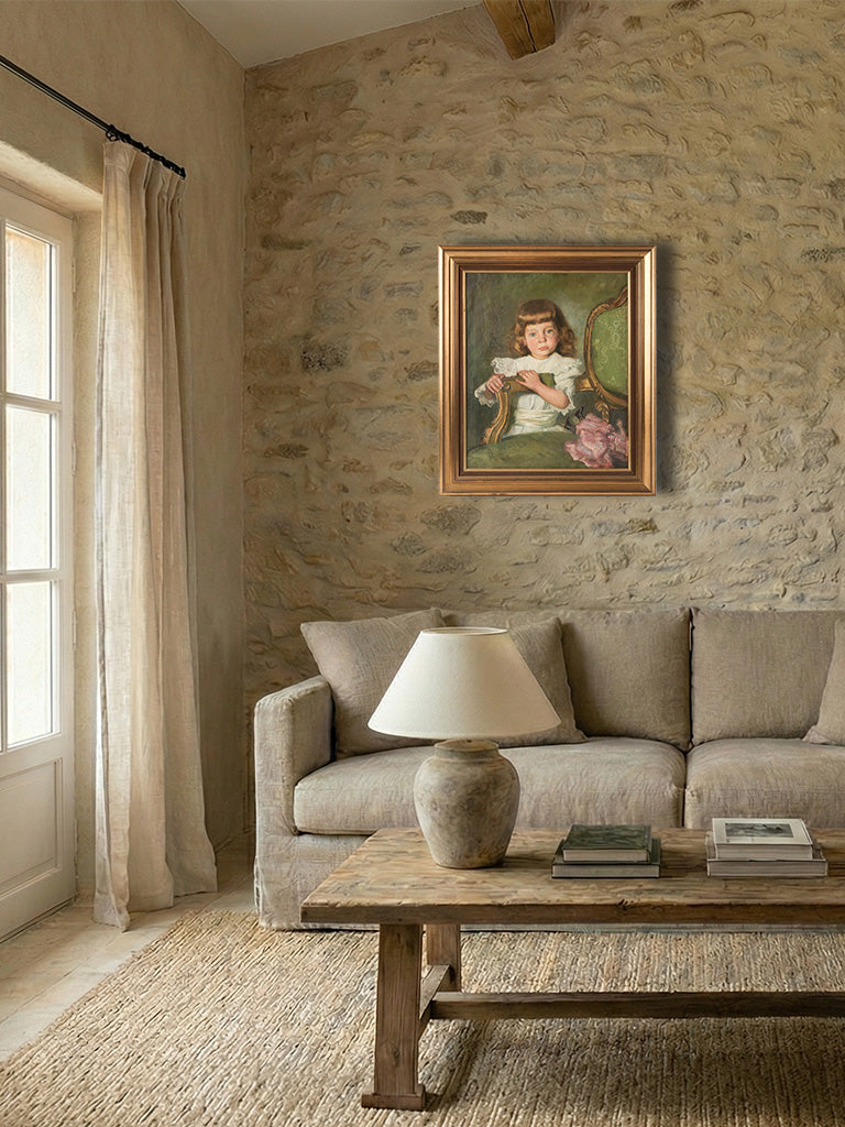 Luminous giltwood-framed canvas artwork  