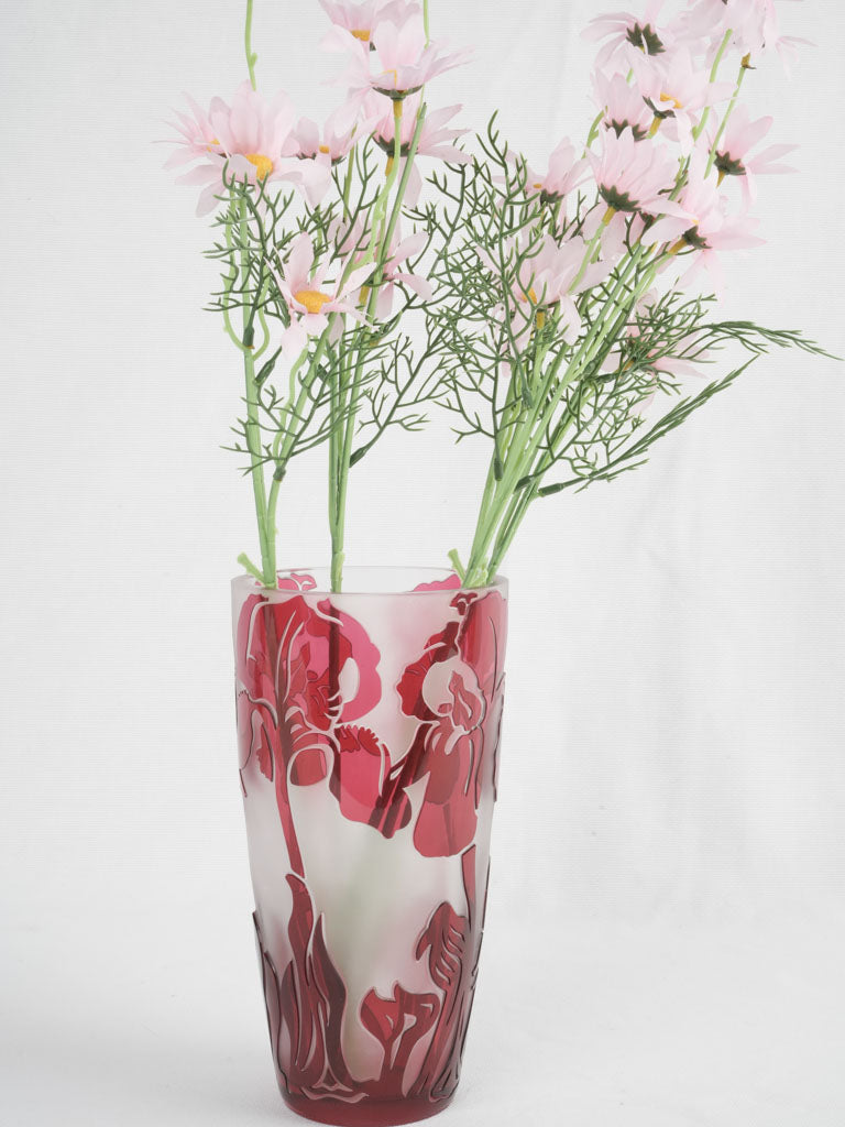 Vibrant ruby red glass vase