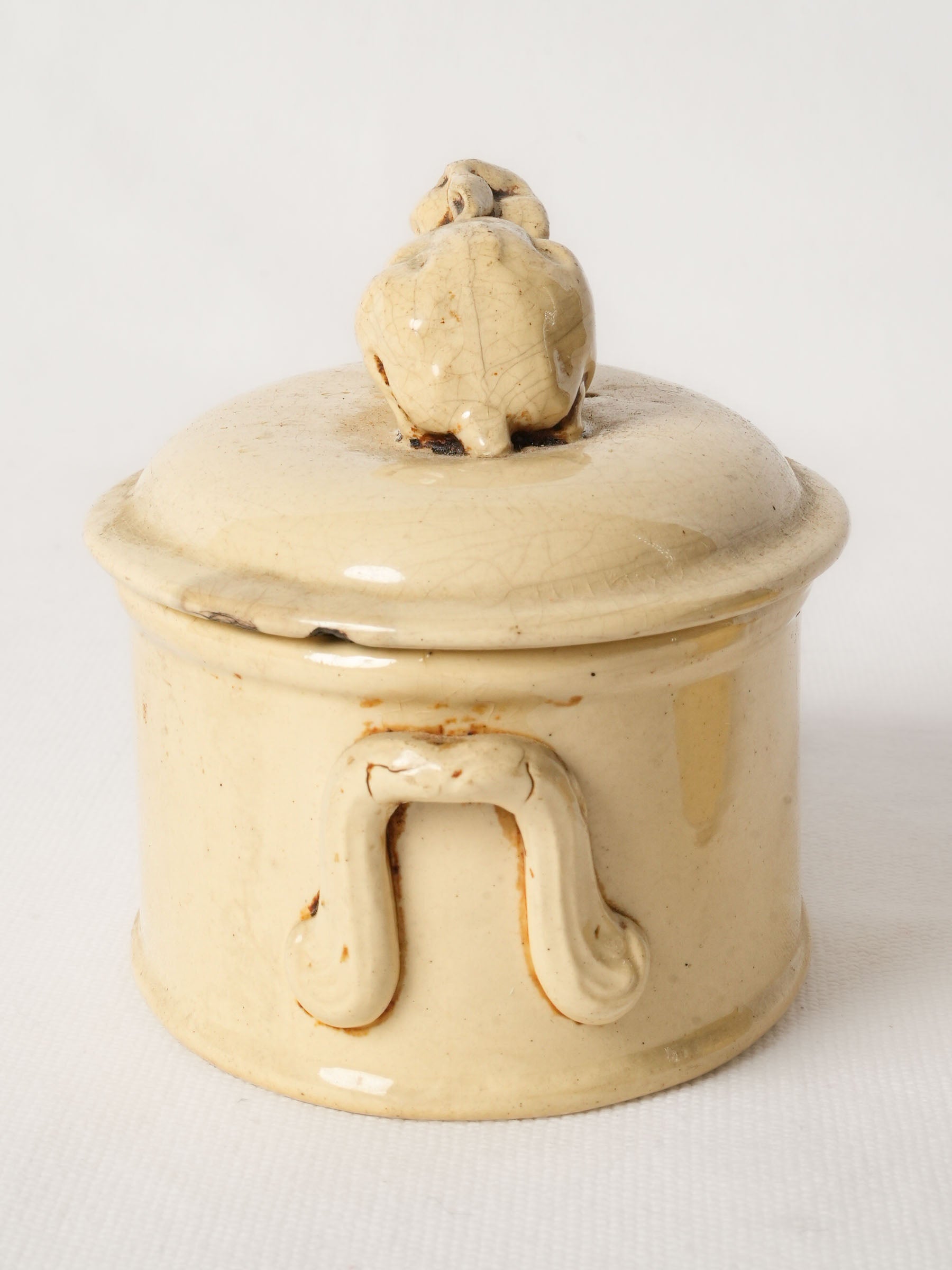 Petite French Ironstone Terrine with Rabbit Finial c1920 - Yellow