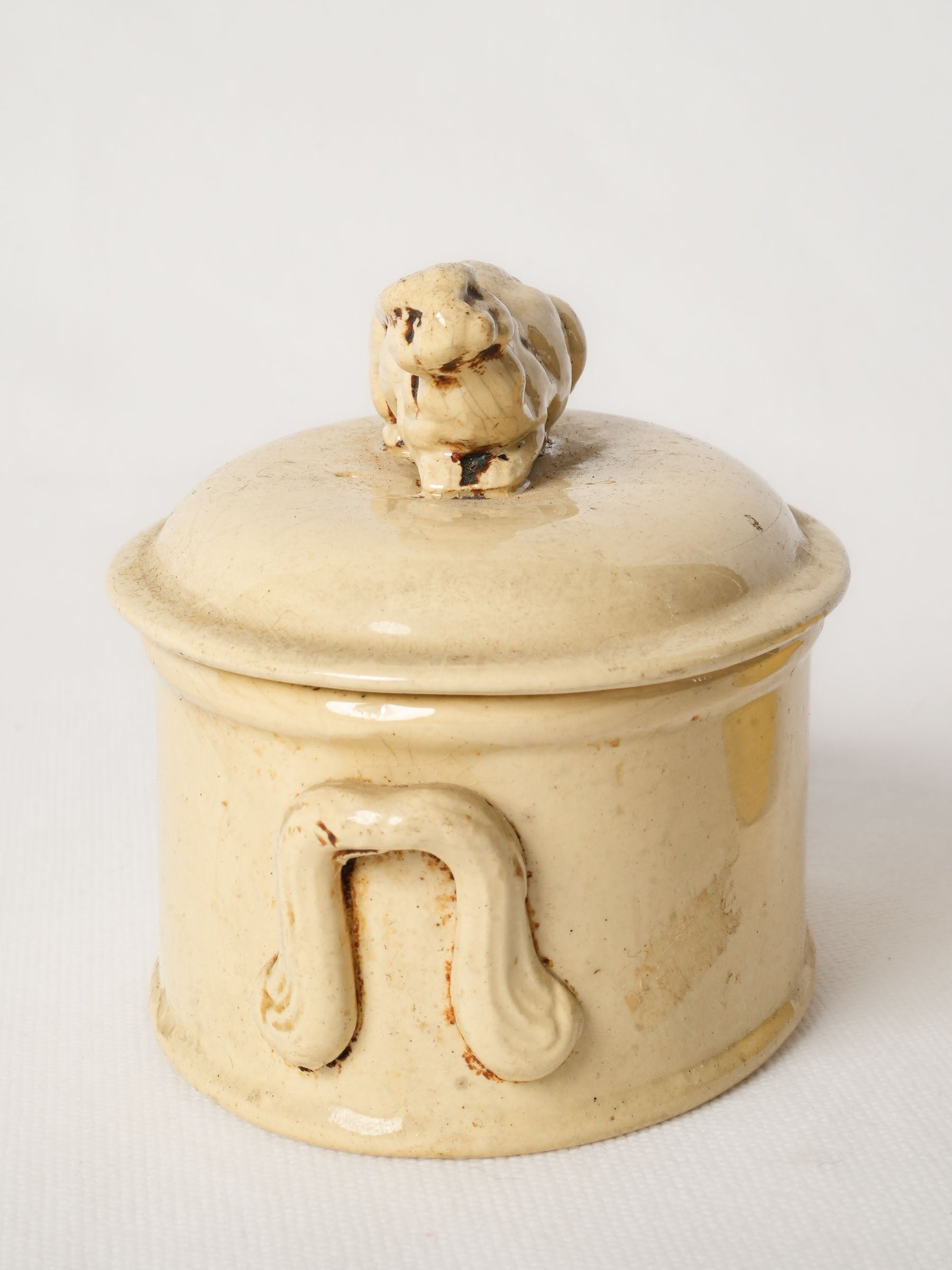 Petite French Ironstone Terrine with Rabbit Finial c1920 - Yellow