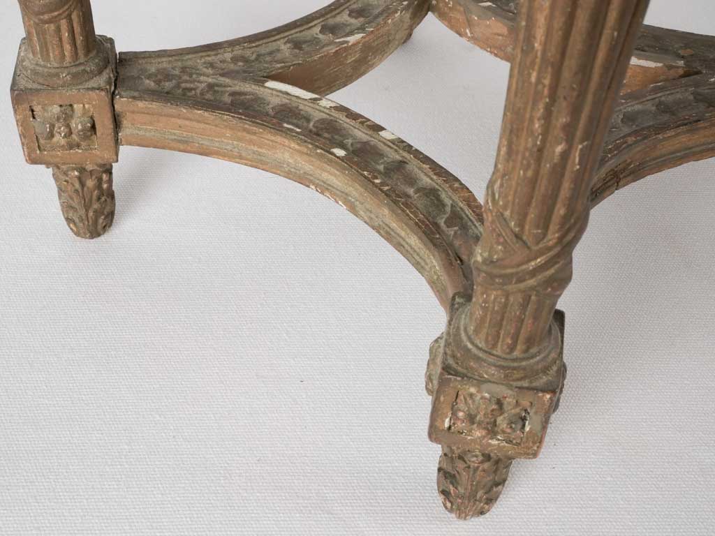 Oval Louis XVI bench w/ linen upholstery 38¼" x 16½"