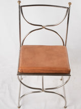 4 mid century Maison Jansen Curule chairs - chrome brass leather