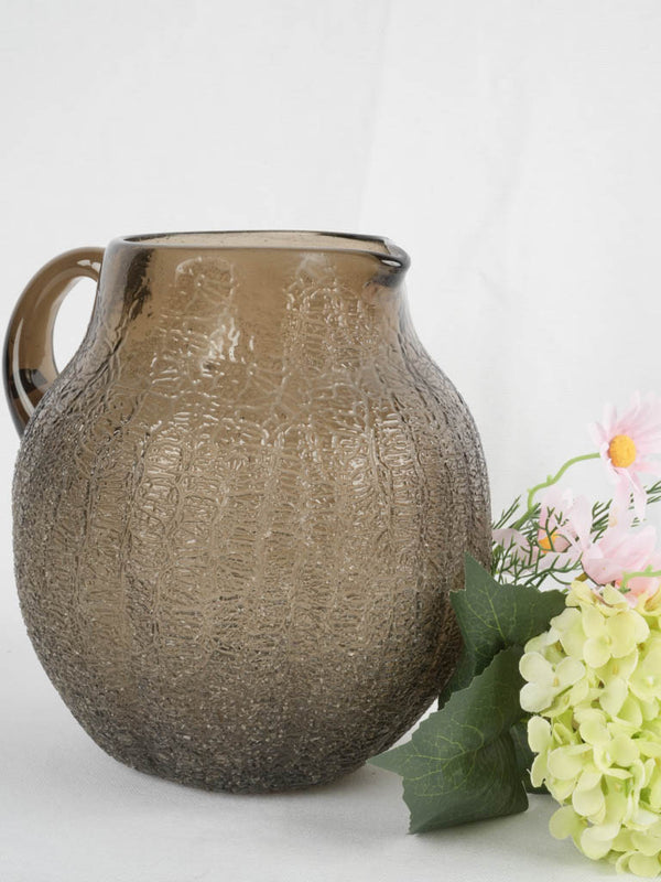 Vintage French brown glass pitcher - Daum 10¼"