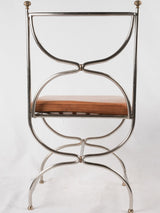 4 mid century Maison Jansen Curule chairs - chrome brass leather