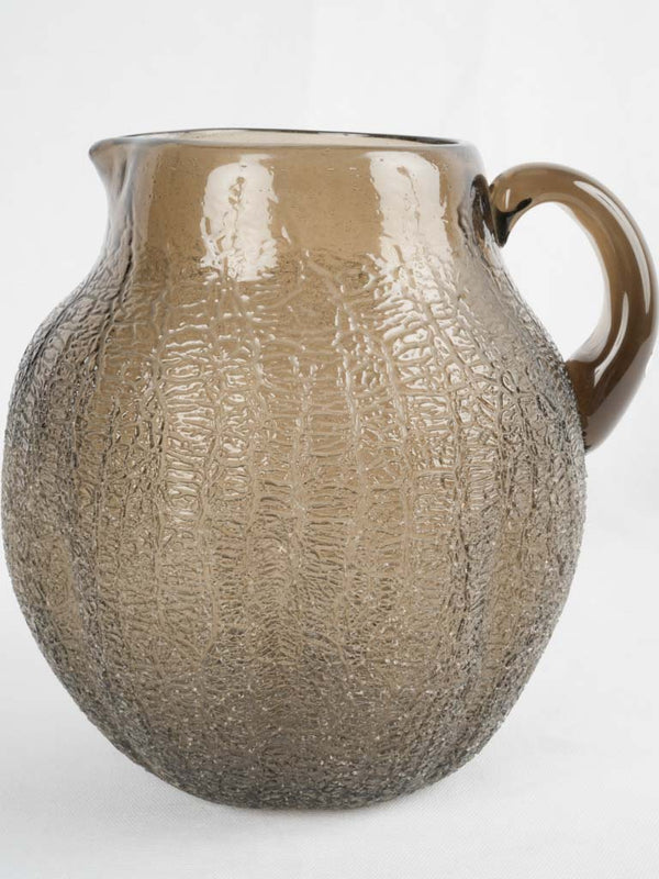 Vintage French brown glass pitcher - Daum 10¼"
