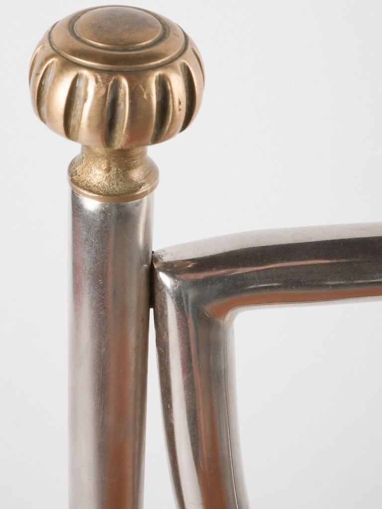 4 mid century Maison Jansen Curule chairs - chrome brass leather
