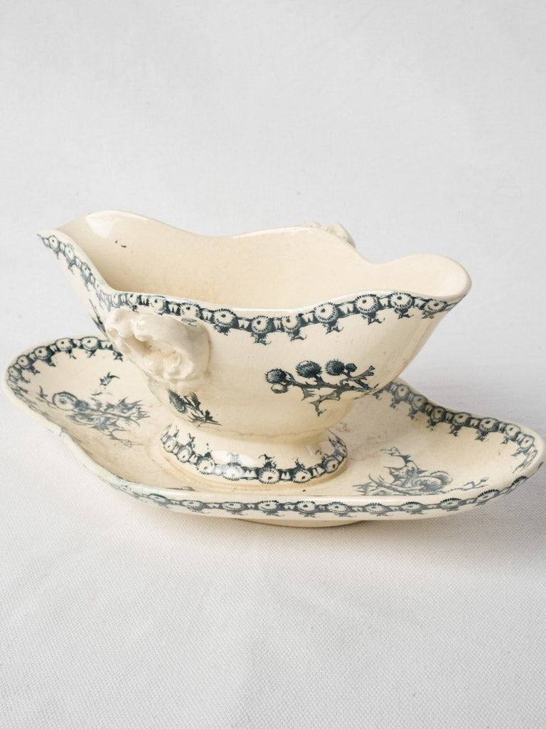 Antique French Ironstone Sauceboat  