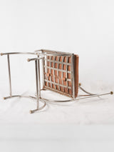 4 mid century Maison Jansen Curule chairs - chrome brass leather