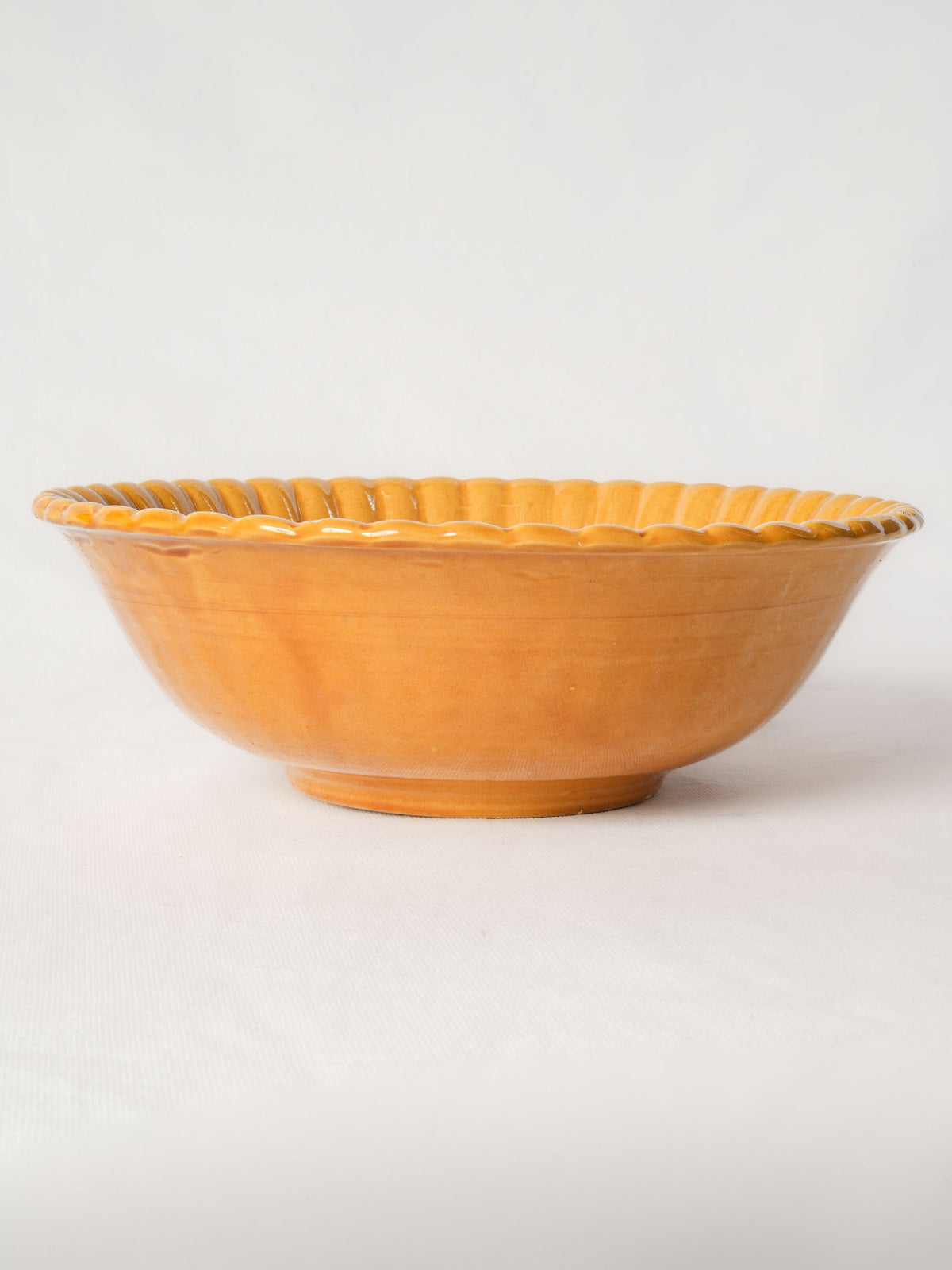 Provençal Ocher Glazed Ceramic Salad Bowl w/ Garlic Grater 12½"