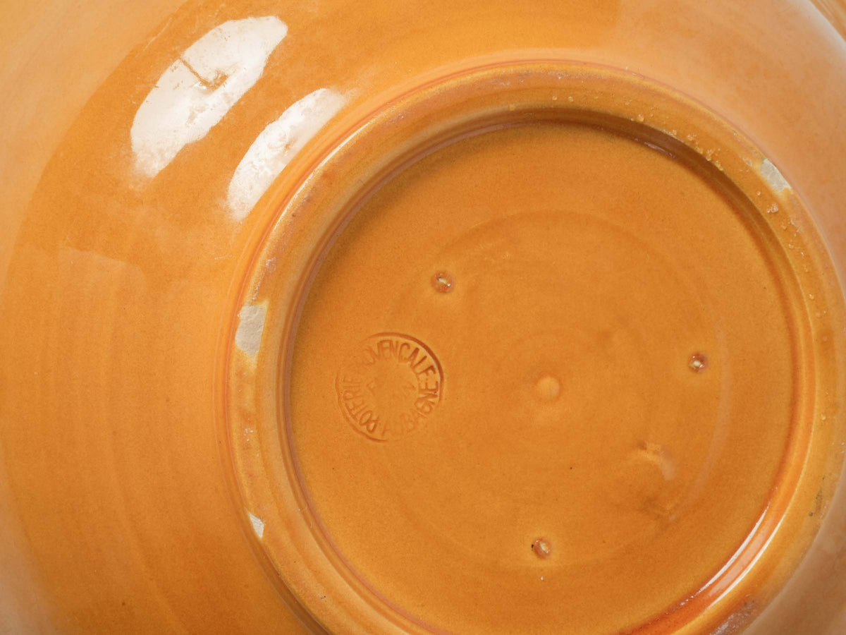 Provençal Ocher Glazed Ceramic Salad Bowl w/ Garlic Grater 12½"