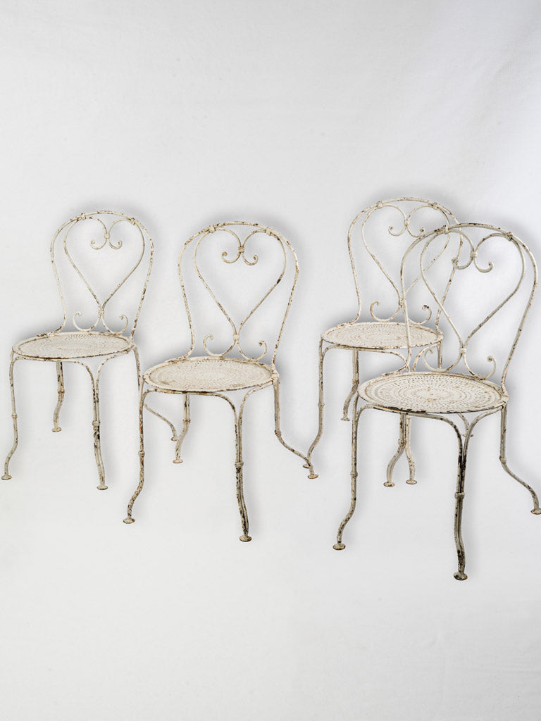 Set of Four Early 20th Century French Wrought Iron Garden Chairs - 32"
