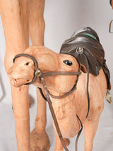 Three vintage dromedary camel sculptures - leather 67"
