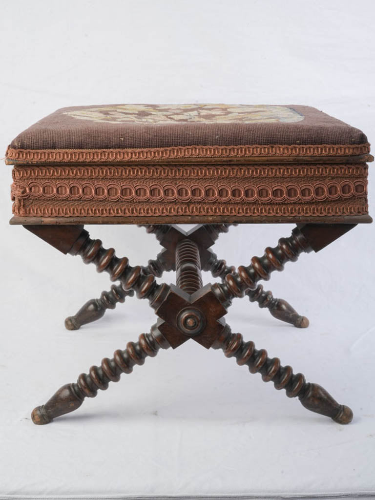 Ornate barley-twist legged stool  