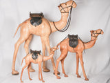 Three vintage dromedary camel sculptures - leather 67"