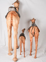 Three vintage dromedary camel sculptures - leather 67"