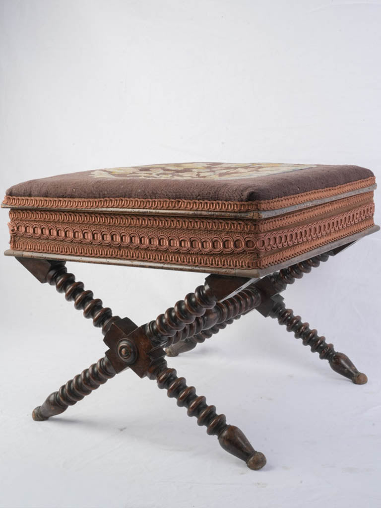 Historicist revival upholstered storage stool  