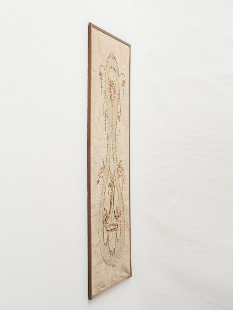 Elegant hand-stitched silk tapestry