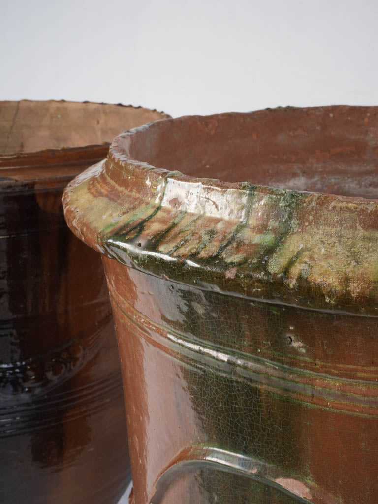 Vintage brown Anduze garden urns