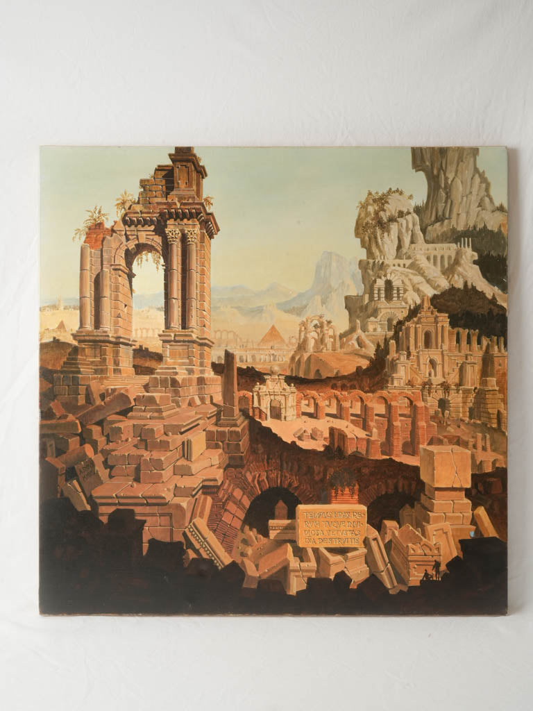 Enigmatic Contemporary Oil on Canvas of Classical Ruins - 31½" x 31½"
