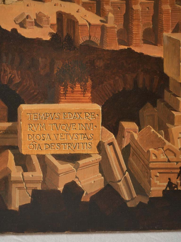 Exquisite sienna-toned canvas painting