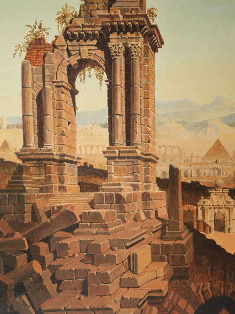 Intricate classical ruins art piece