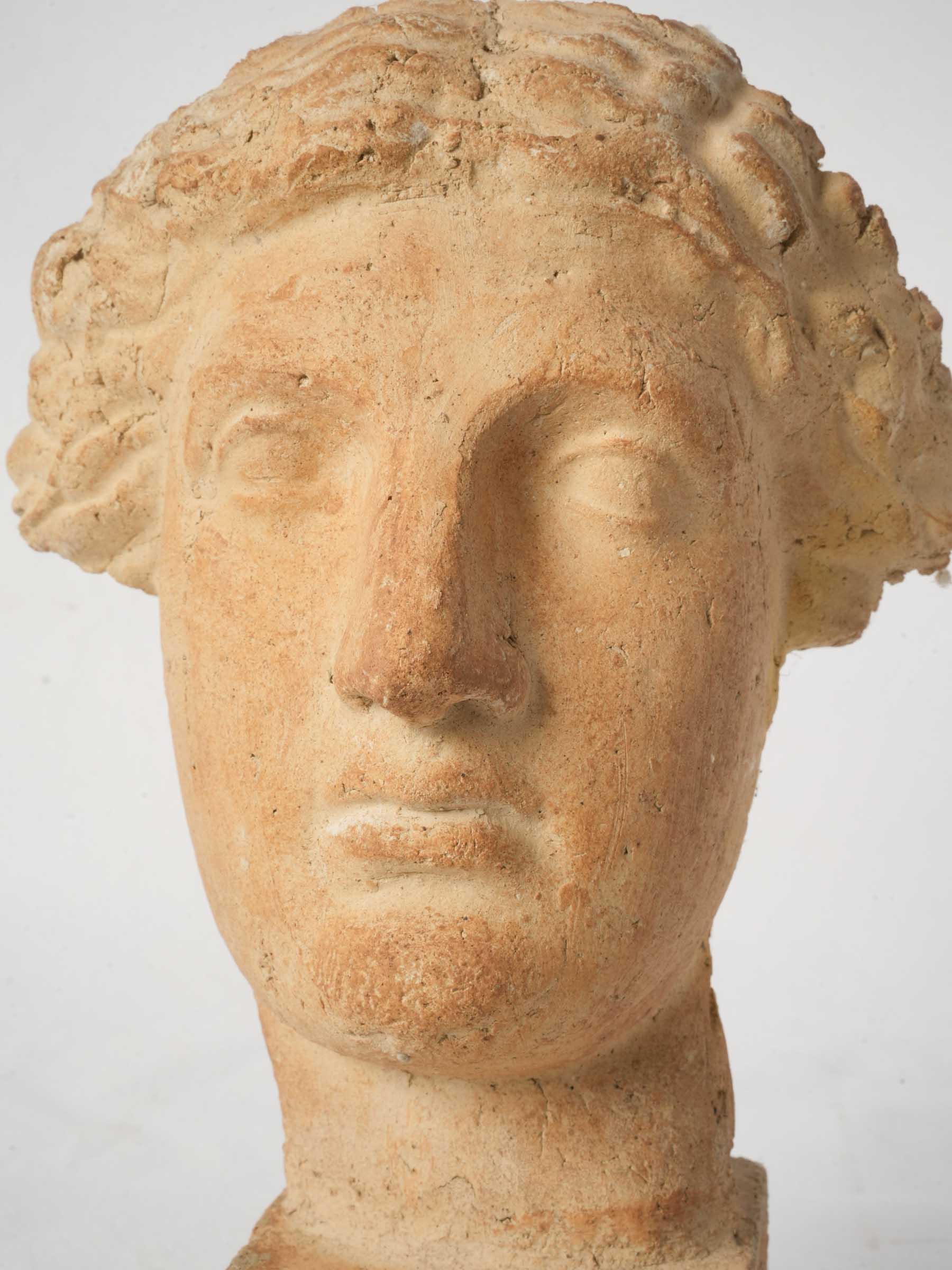 Vintage Terracotta Classical Female Bust on Plinth