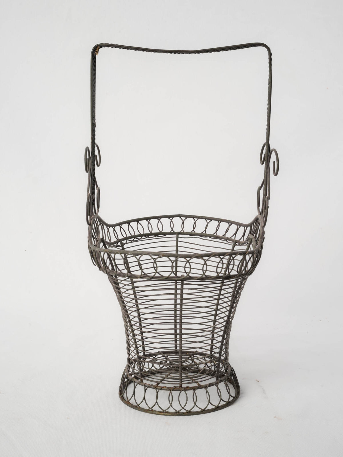 Large French Wire Basket with Square Handle Circa 1950s