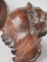 3 large carved shell sculptures - oak 13½"