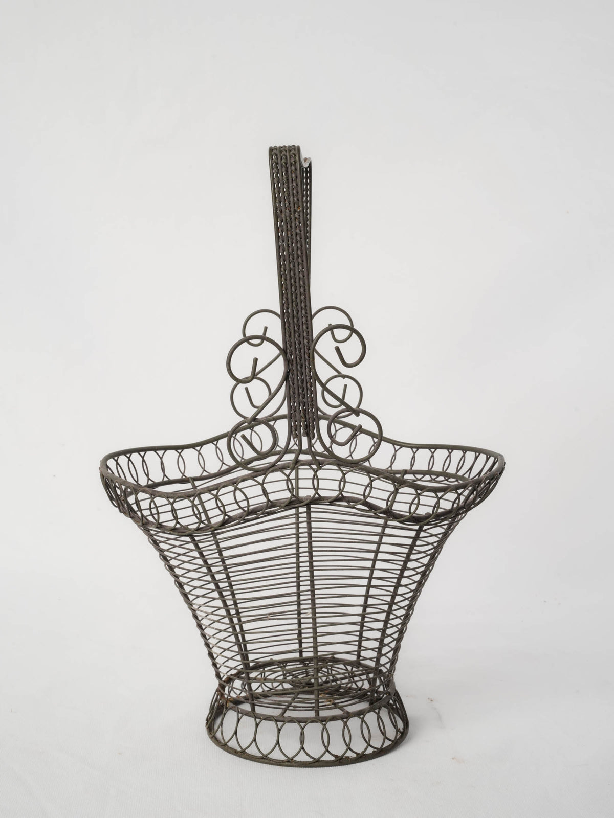 Large French Wire Basket with Square Handle Circa 1950s