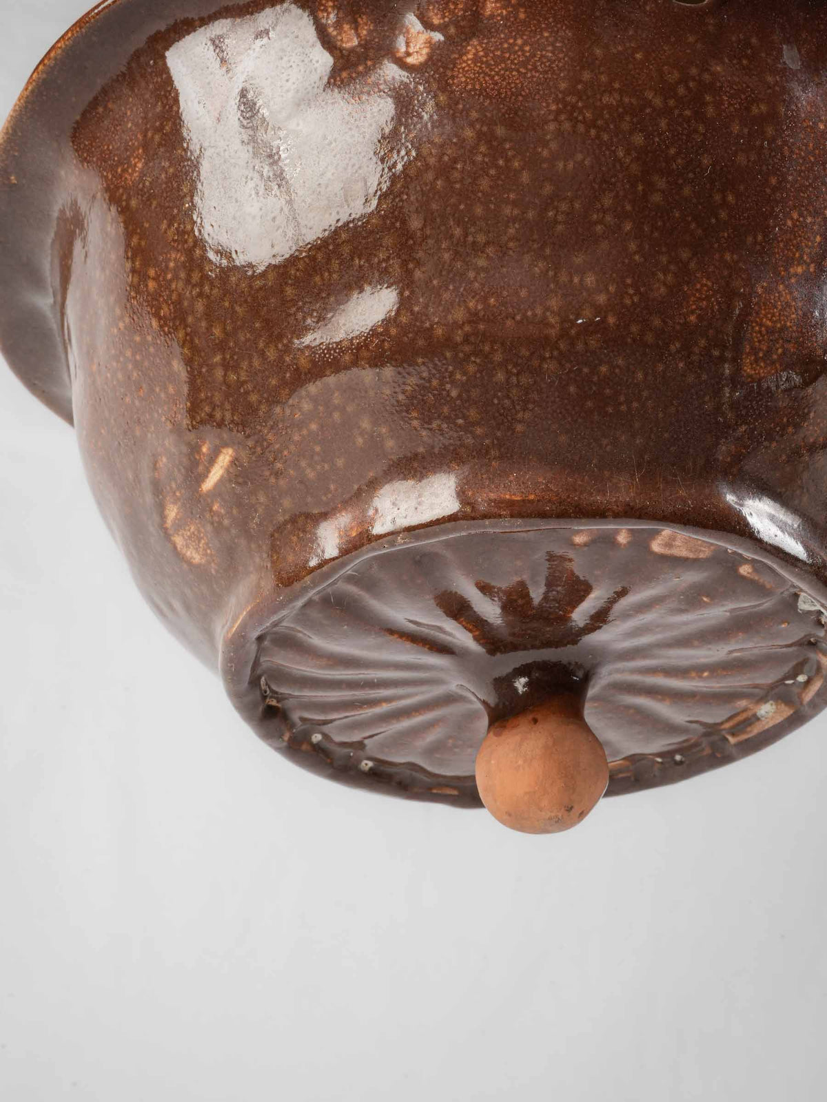 Vintage Artisan Hanging Ceramic Planter with Variegated Amber Glaze