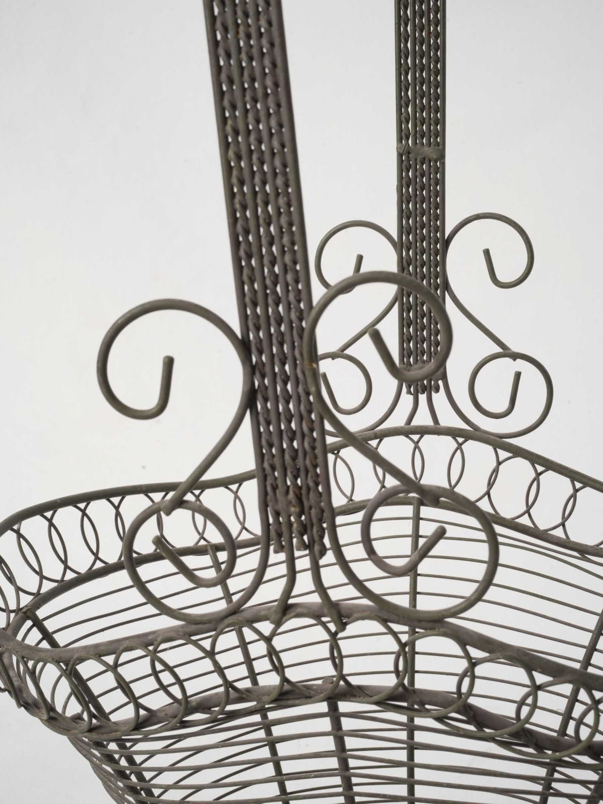 Large French Wire Basket with Square Handle Circa 1950s