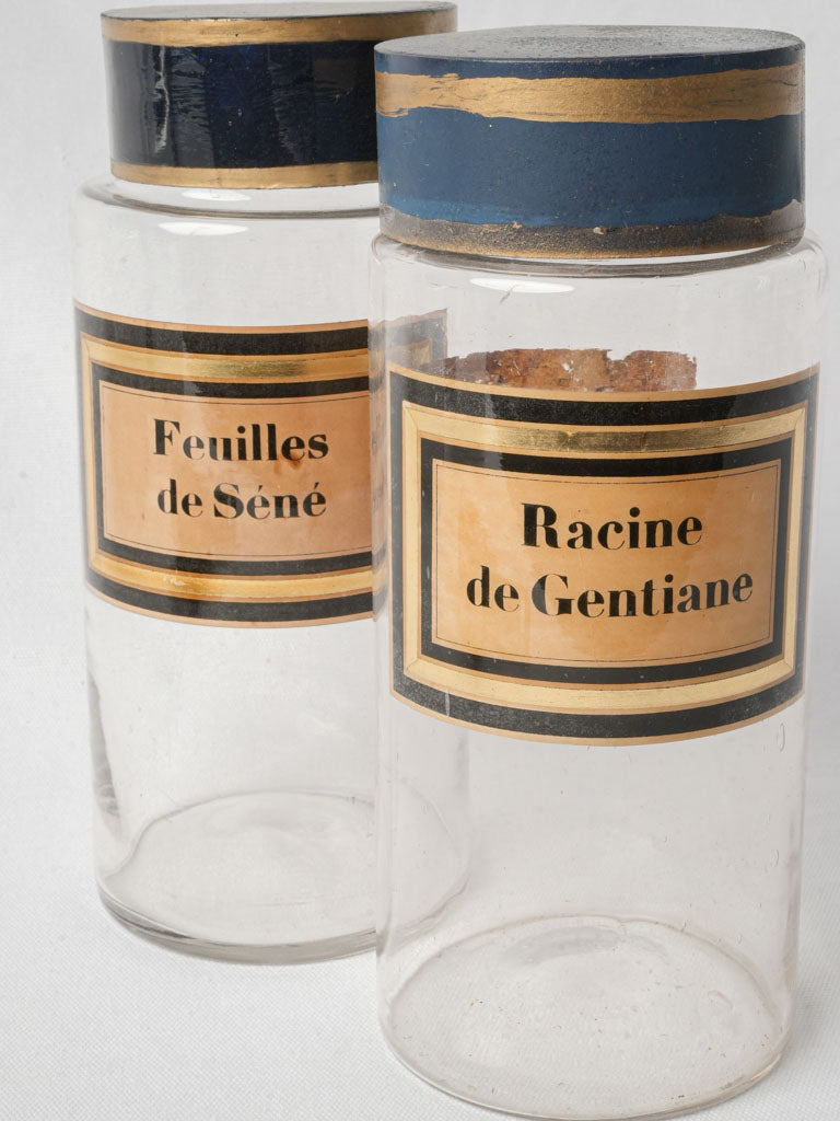Pair of French Apothecary Bottles circa 1900 - 11""