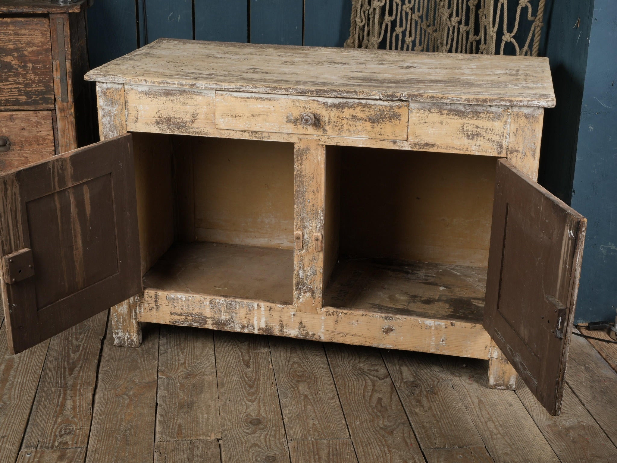 Weathered painted wood buffet  