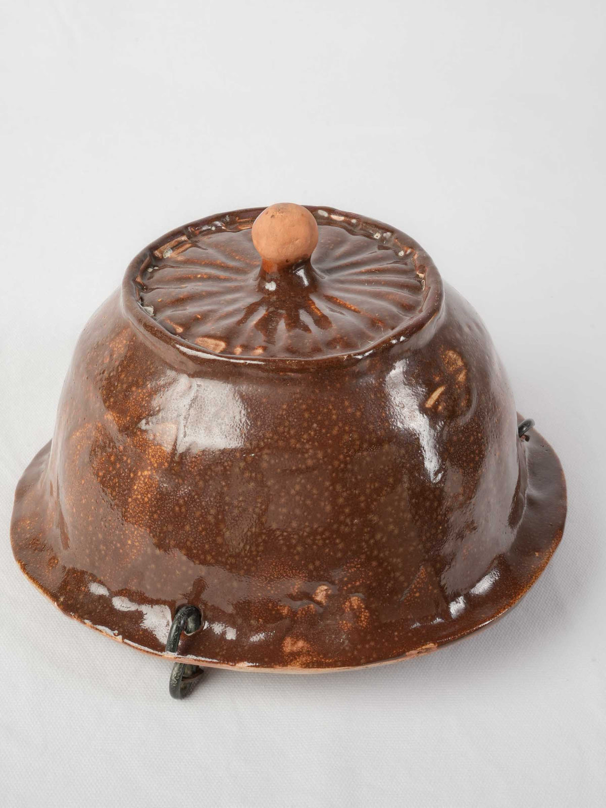 Vintage Artisan Hanging Ceramic Planter with Variegated Amber Glaze