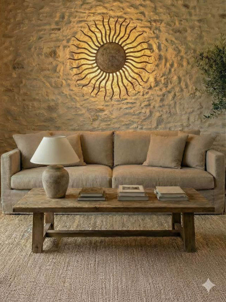 Decorative bronze sunburst sconce