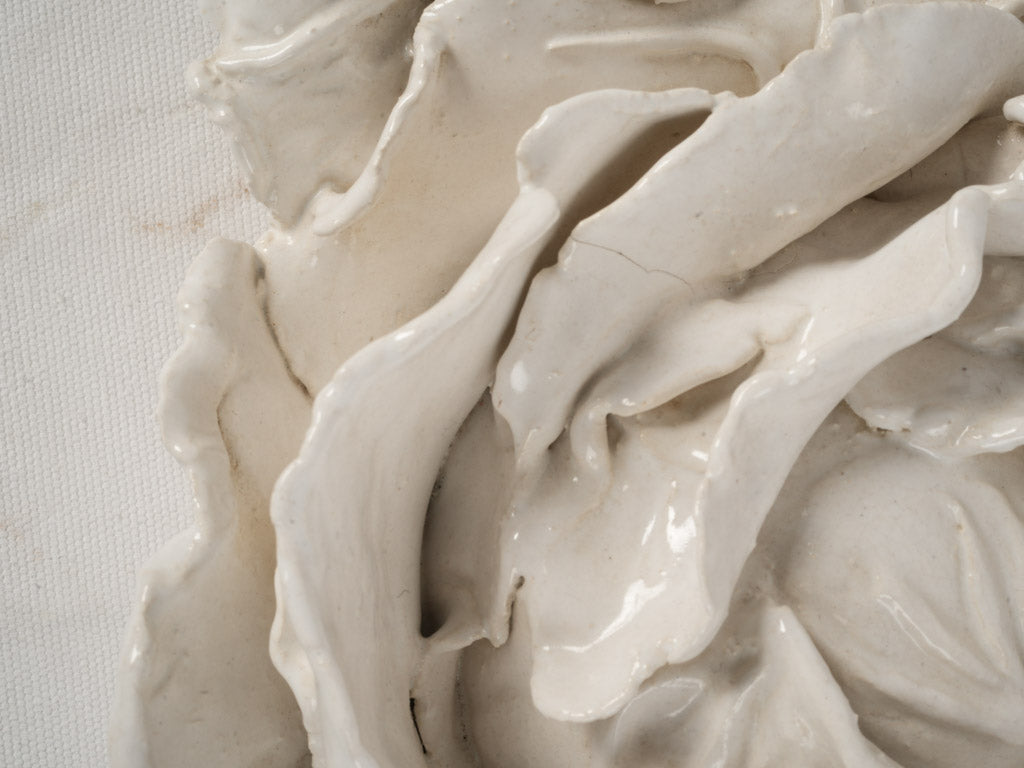 Stylish white-glazed cabbage ornament