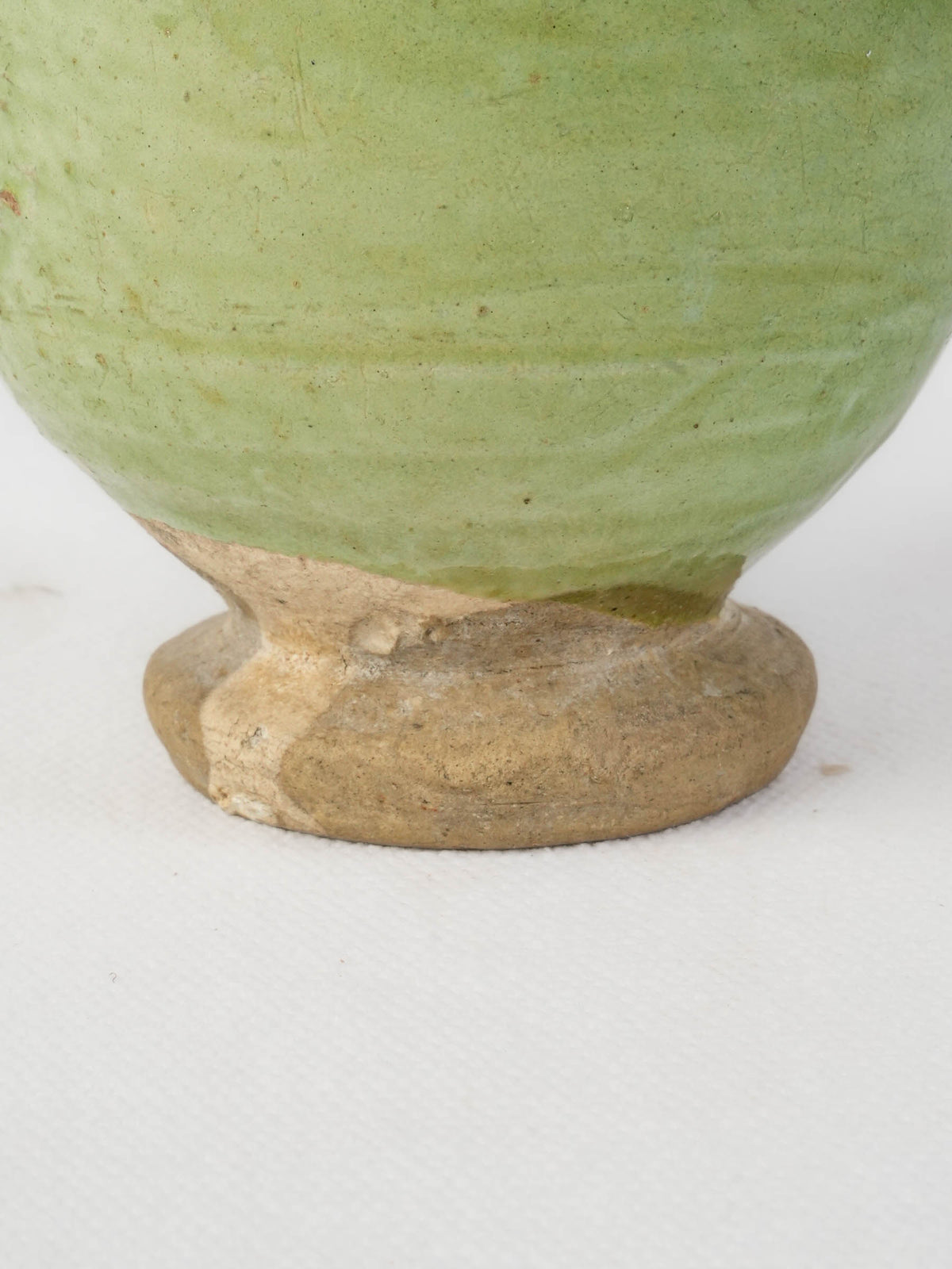 Antique French Green-Glazed Pot w/ Fitted Lid and Handwritten Markings - 6¼"