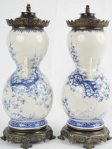 Vintage blue blossom earthenware lamps