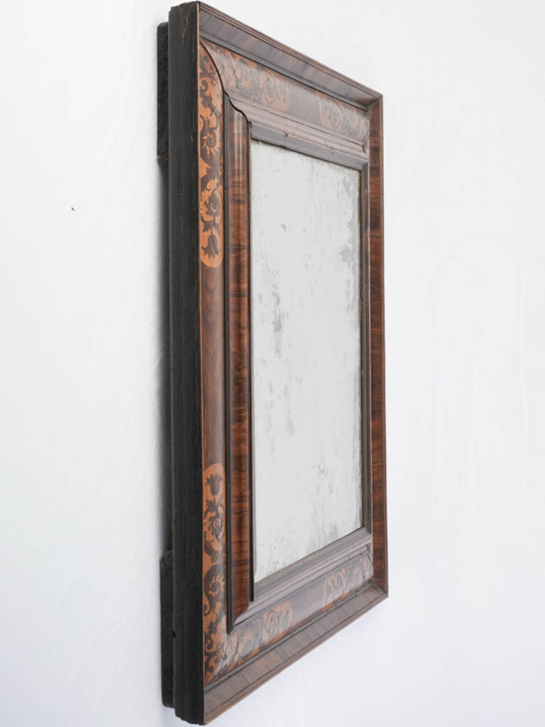 Aged patina walnut mirror