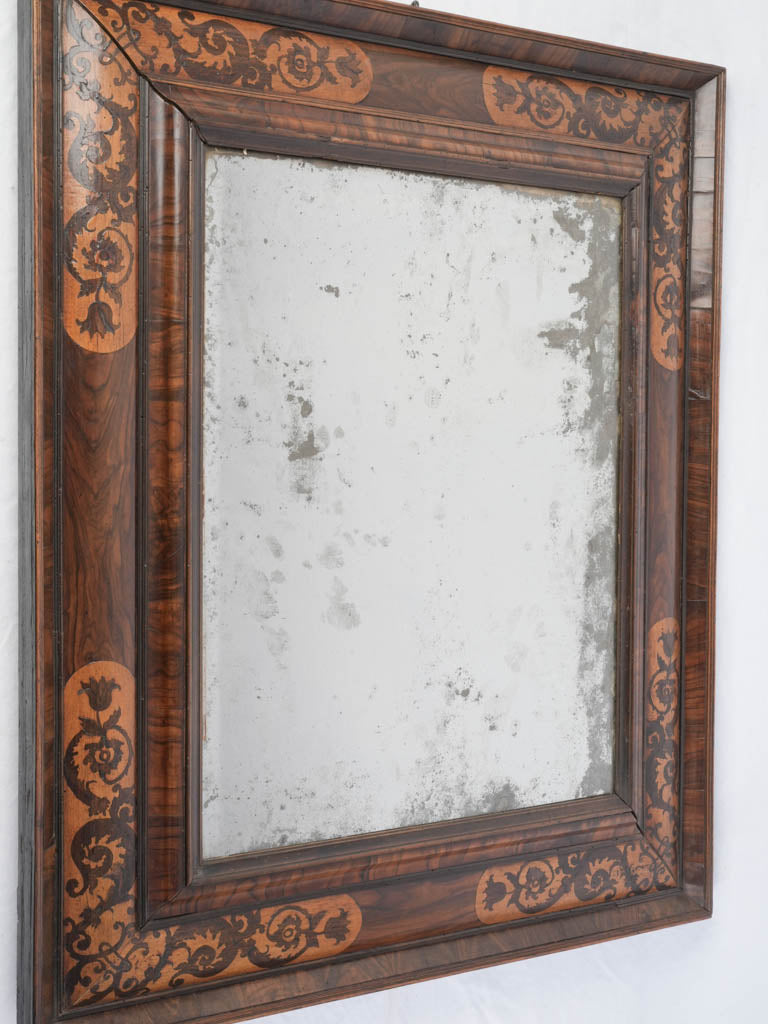 Atmospheric foxed glass wall mirror