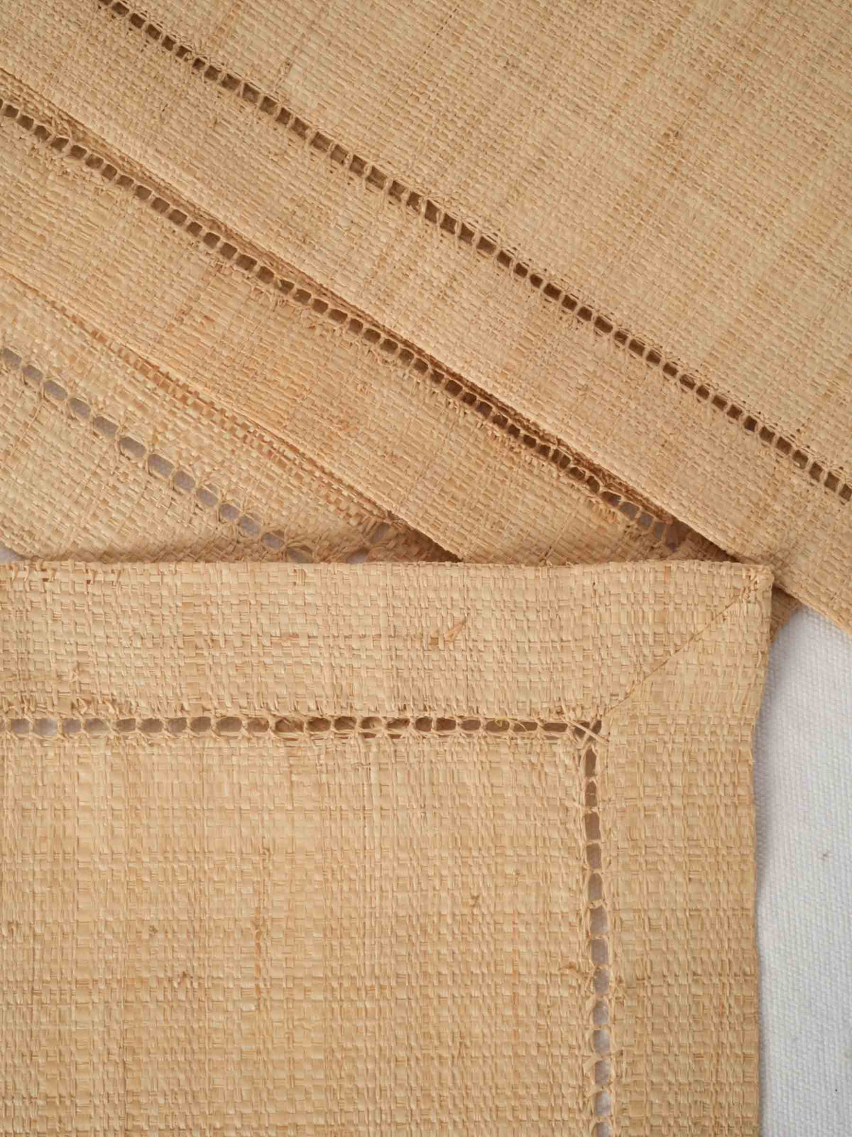 Set of 8 Vintage French Placemats w/ Hemstitched Border 12½" x 17¾"